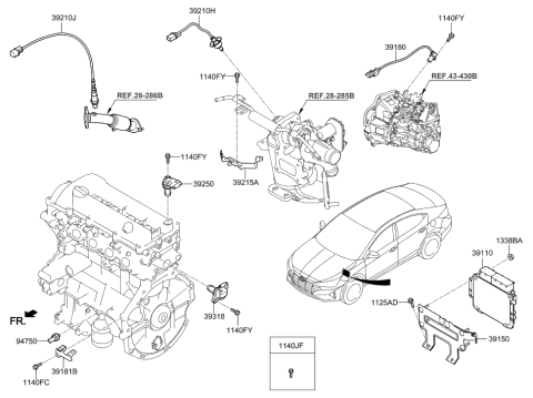 2020 Hyundai Elantra Engine Control Module Unit Diagram for 39173-2EFD5