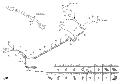 2019 Hyundai Elantra Tube-Fuel Feed Diagram for 31310-F3300