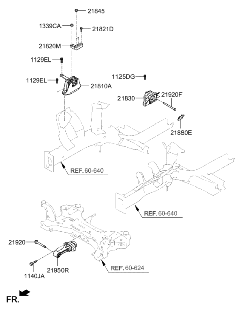 2020 Hyundai Elantra US Alabama made Engine & Transaxle Mounting Diagram 1