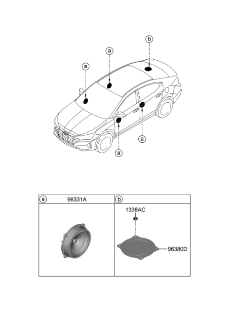 2020 Hyundai Elantra US Alabama made Speaker Diagram 1