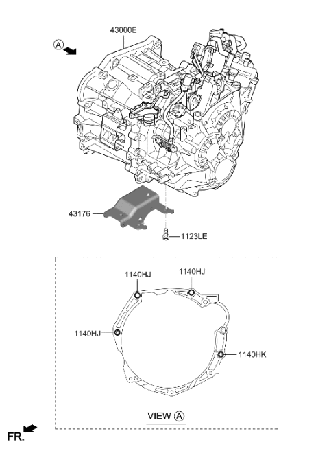 2019 Hyundai Elantra Bracket-Roll Support,Rear Diagram for 43176-2C024