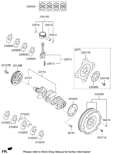 2020 Hyundai Elantra US Alabama made Crankshaft & Piston Diagram 1