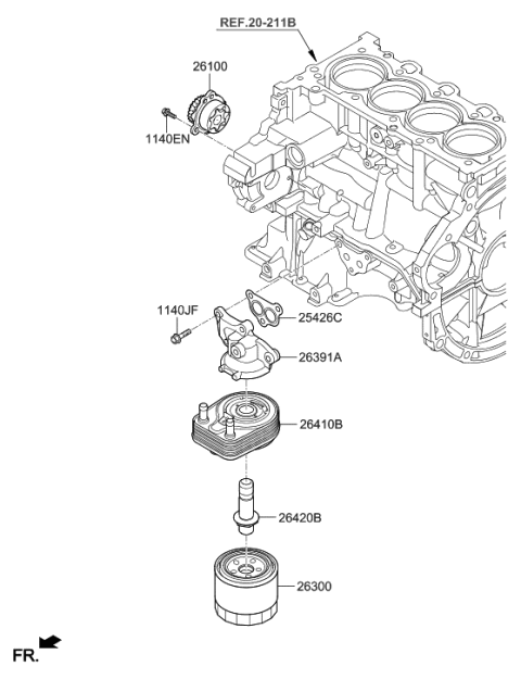 2020 Hyundai Elantra Cooler Assembly-Engine Oil Diagram for 26410-03800