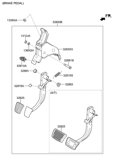 2020 Hyundai Elantra US Alabama made Brake & Clutch Pedal Diagram 1