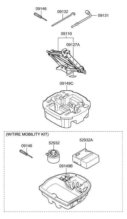 2019 Hyundai Elantra Case-Tool Diagram for 09149-F3000