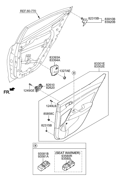 2020 Hyundai Elantra US Alabama made Rear Door Trim Diagram