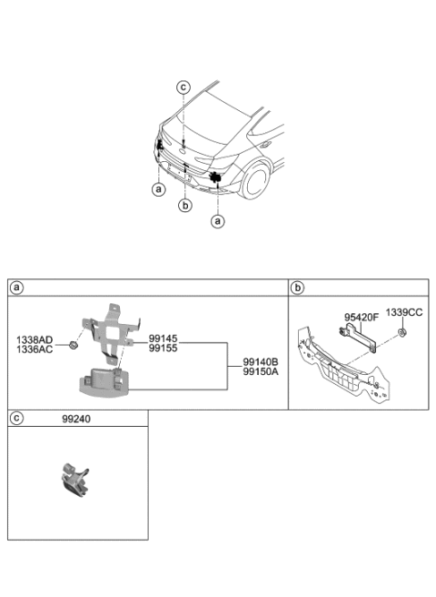 2019 Hyundai Elantra Unit Assembly-Rear Corner Radar,RH Diagram for 99150-F3001