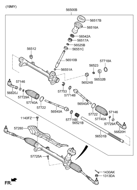 2019 Hyundai Elantra US Alabama made Power Steering Gear Box Diagram 1