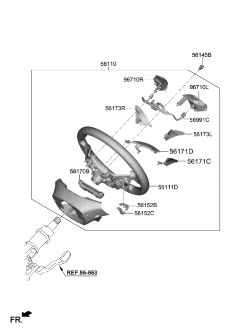 2020 Hyundai Elantra Cover-Steering Wheel UPR,RH Diagram for 56174-F3000-TRY