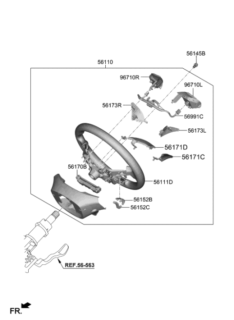 2023 Hyundai Genesis G70 Steering Wheel Assembly Diagram for 56110-F3240-SSH
