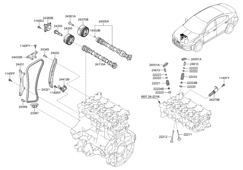 2019 Hyundai Elantra Camshaft Assembly-Exhaust Diagram for 24200-03180