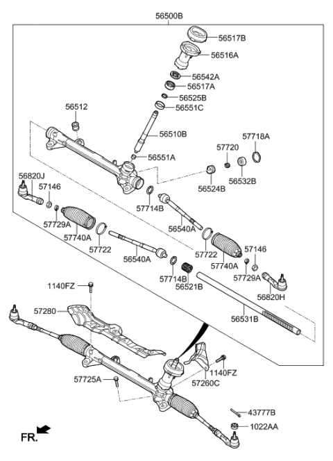 2019 Hyundai Elantra US Alabama made Power Steering Gear Box Diagram 2