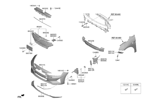 2019 Hyundai Elantra Bracket-FR Bumper Side,RH Diagram for 86514-F3500