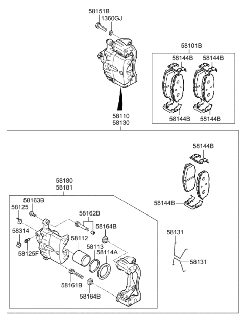 2023 Hyundai Genesis G70 CALIPER Kit-Front Brake,RH Diagram for 58190-F3A00