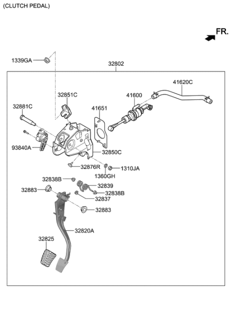 2020 Hyundai Elantra US Alabama made Brake & Clutch Pedal Diagram 2