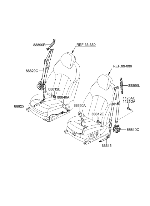 2016 Hyundai Genesis Front Seat Belt Diagram