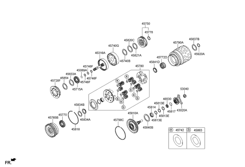 2015 Hyundai Genesis Carrier Assembly-Rear Planet Diagram for 45780-4F500