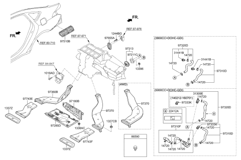 2014 Hyundai Genesis New Body Style Heater System-Duct & Hose Diagram