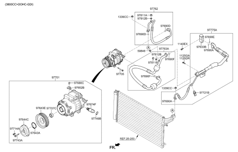 2014 Hyundai Genesis New Body Style Air conditioning System-Cooler Line Diagram 1
