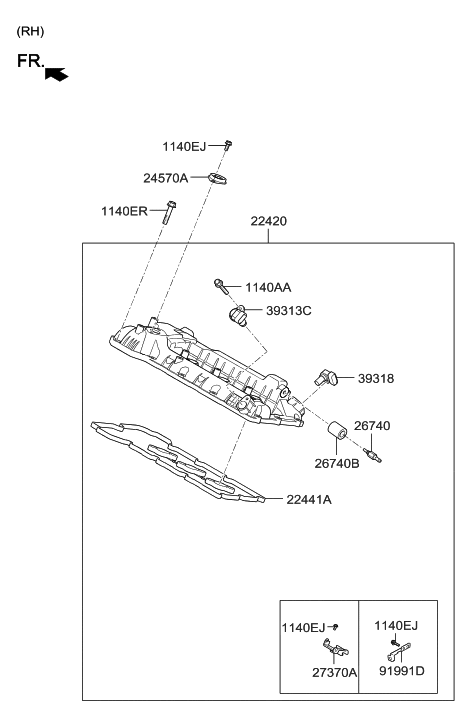 2014 Hyundai Genesis Sensor-Crankshaft Angle Diagram for 39318-3C600