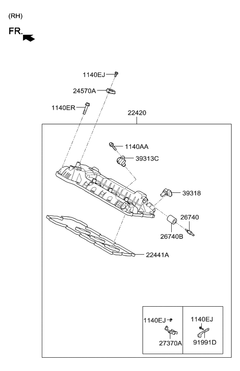 2011 Hyundai Veracruz Sensor-Crankshaft Angle Diagram for 39318-3C600