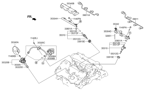 2014 Hyundai Genesis New Body Style Throttle Body & Injector Diagram 1