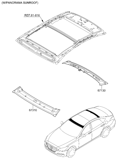 2014 Hyundai Genesis New Body Style Roof Panel Diagram 2
