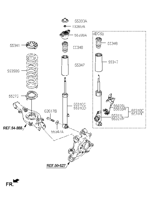 2014 Hyundai Genesis Rear Right-Hand Shock Absorber Assembly Diagram for 55320-B1250