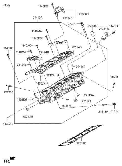 2014 Hyundai Genesis New Body Style Cylinder Head Diagram 3