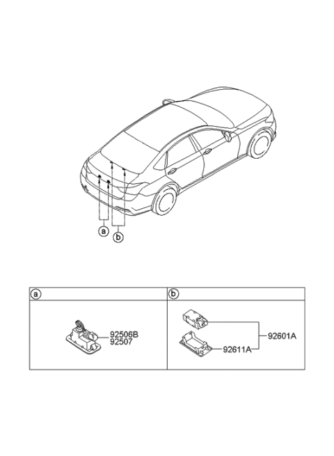 2016 Hyundai Genesis Lamp Assembly-License Plate,LH Diagram for 92501-B1000