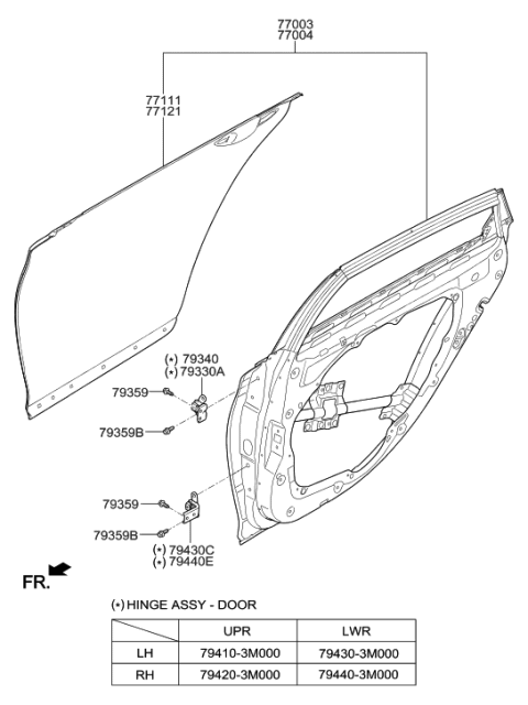 2015 Hyundai Genesis Panel Assembly-Rear Door,LH Diagram for 77003-B1001