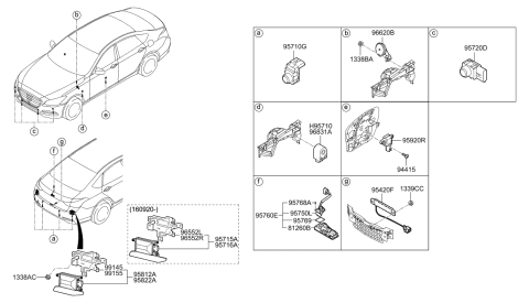 2015 Hyundai Genesis Rear Camera & Trunk Lid Handle Assembly Diagram for 95760-B1000