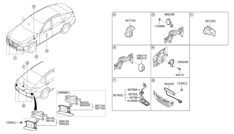 2016 Hyundai Elantra Rear Camera & Trunk Lid Handle Assembly Diagram for 95760-B1100