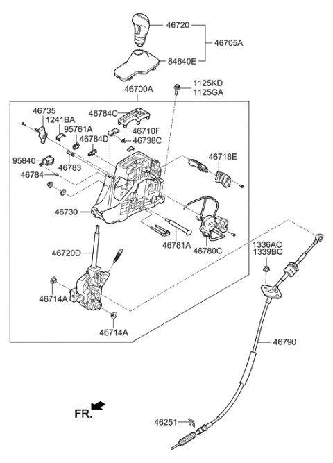 2015 Hyundai Genesis Lever Assembly-Automatic Transmission Diagram for 46700-B1300
