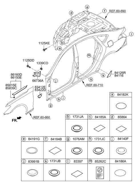 2016 Hyundai Elantra Cover Assembly-Fender Side,RH Diagram for 86561-B1000