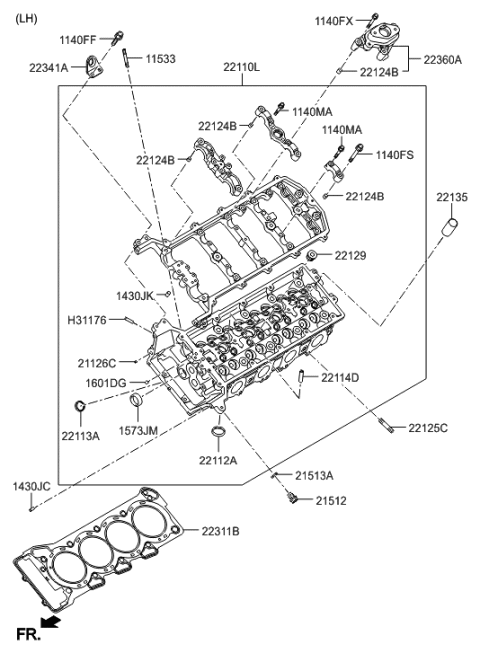 2014 Hyundai Genesis New Body Style Cylinder Head Diagram 2