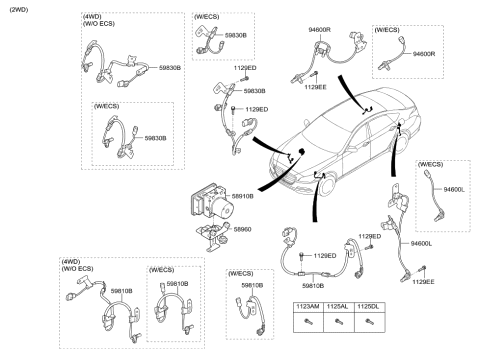 2015 Hyundai Genesis Sensor Assembly-Front ABS.RH Diagram for 59830-B1050