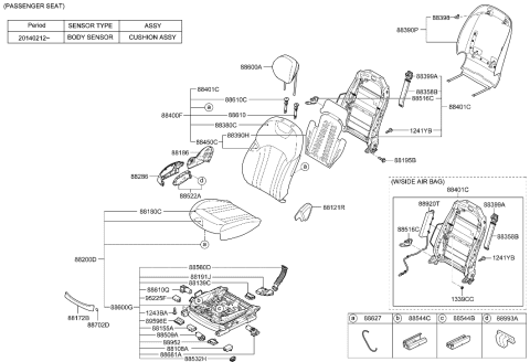 2016 Hyundai Genesis Back Assembly-Front Seat Passenger Diagram for 88400-B1140-PPW