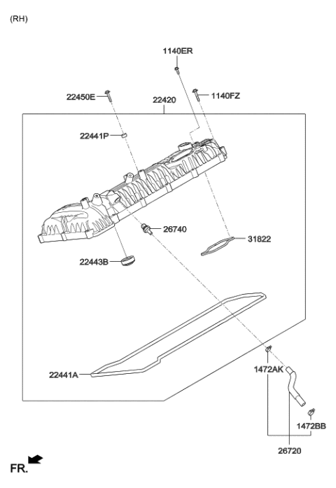 2014 Hyundai Genesis Cover Assembly-Rocker,RH Diagram for 22420-3F500