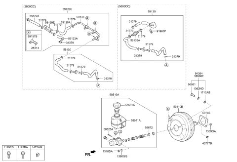 2014 Hyundai Genesis New Body Style Brake Master Cylinder & Booster Diagram