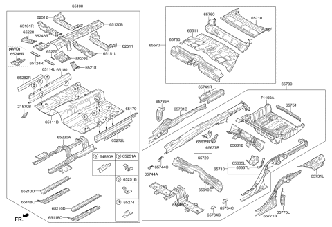 2015 Hyundai Genesis Member Assembly-Rear Floor Under Diagram for 65700-B1100