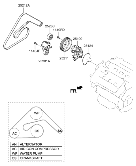 2014 Hyundai Genesis New Body Style Coolant Pump Diagram 2