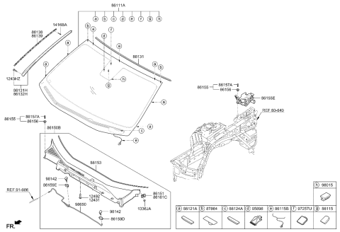 2015 Hyundai Genesis MOULDING Assembly-Windshield Side & Ro Diagram for 86132-B1000