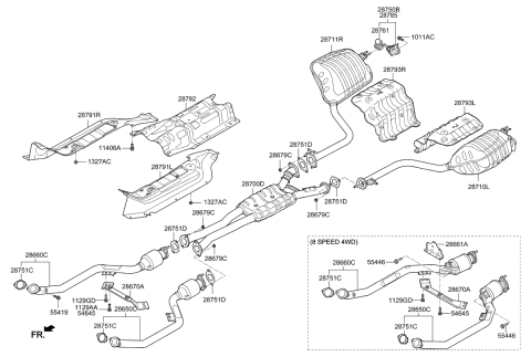2014 Hyundai Genesis Muffler & Exhaust Pipe Diagram 1