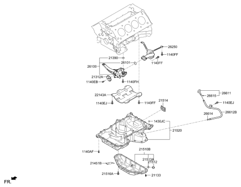 2011 Hyundai Veracruz Oil Level Gauge Guide Diagram for 26612-3F501