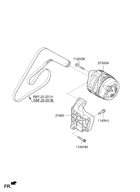 2015 Hyundai Genesis Generator Assembly Diagram for 37300-3F020