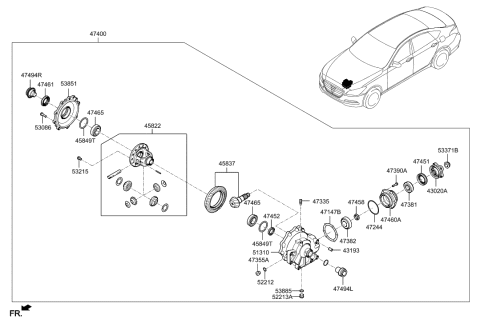 2014 Hyundai Genesis Carrier Assembly Diagram for 47410-4E020