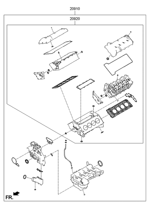 2014 Hyundai Genesis New Body Style Engine Gasket Kit Diagram 2