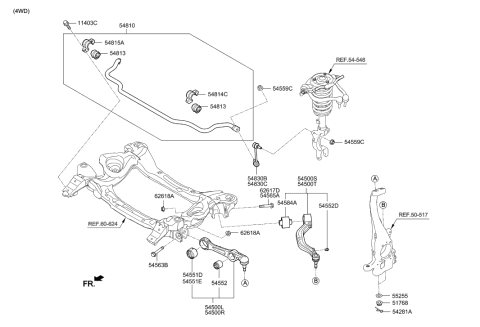 2014 Hyundai Genesis Lateral Arm Assembly-Front,LH Diagram for 54500-B1000