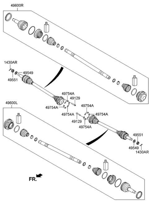 2015 Hyundai Genesis Shaft Assembly-Drive Rear,RH Diagram for 49601-B1200